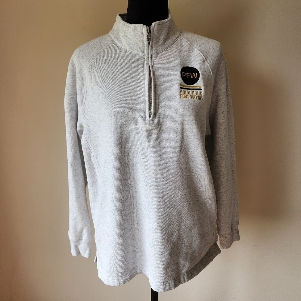 Purdue Fort Wayne Quarter Zip Gray Women's Pull-Over Sz L.